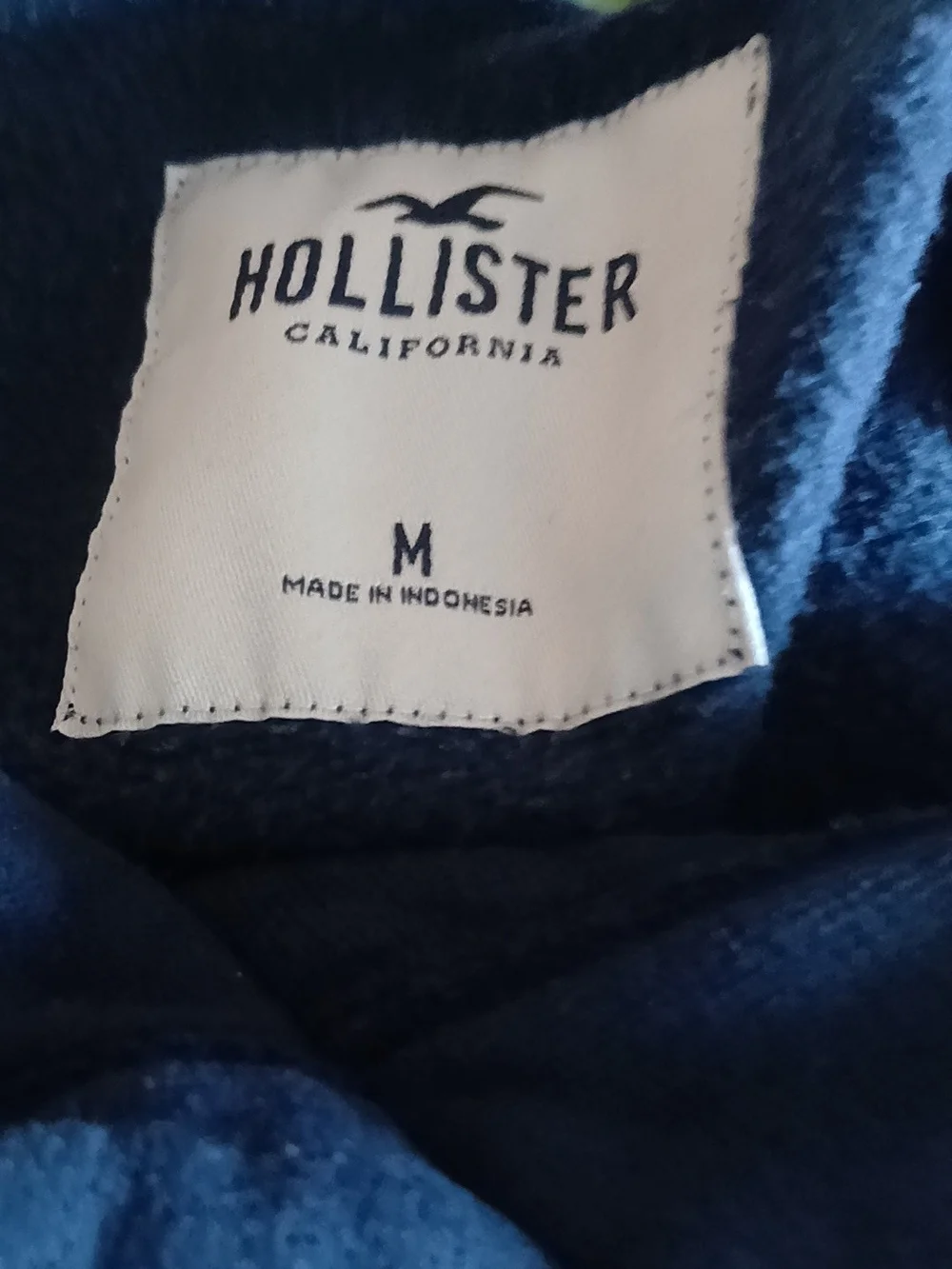 Hollister Dark Blue Pullover Hoodie with White Label